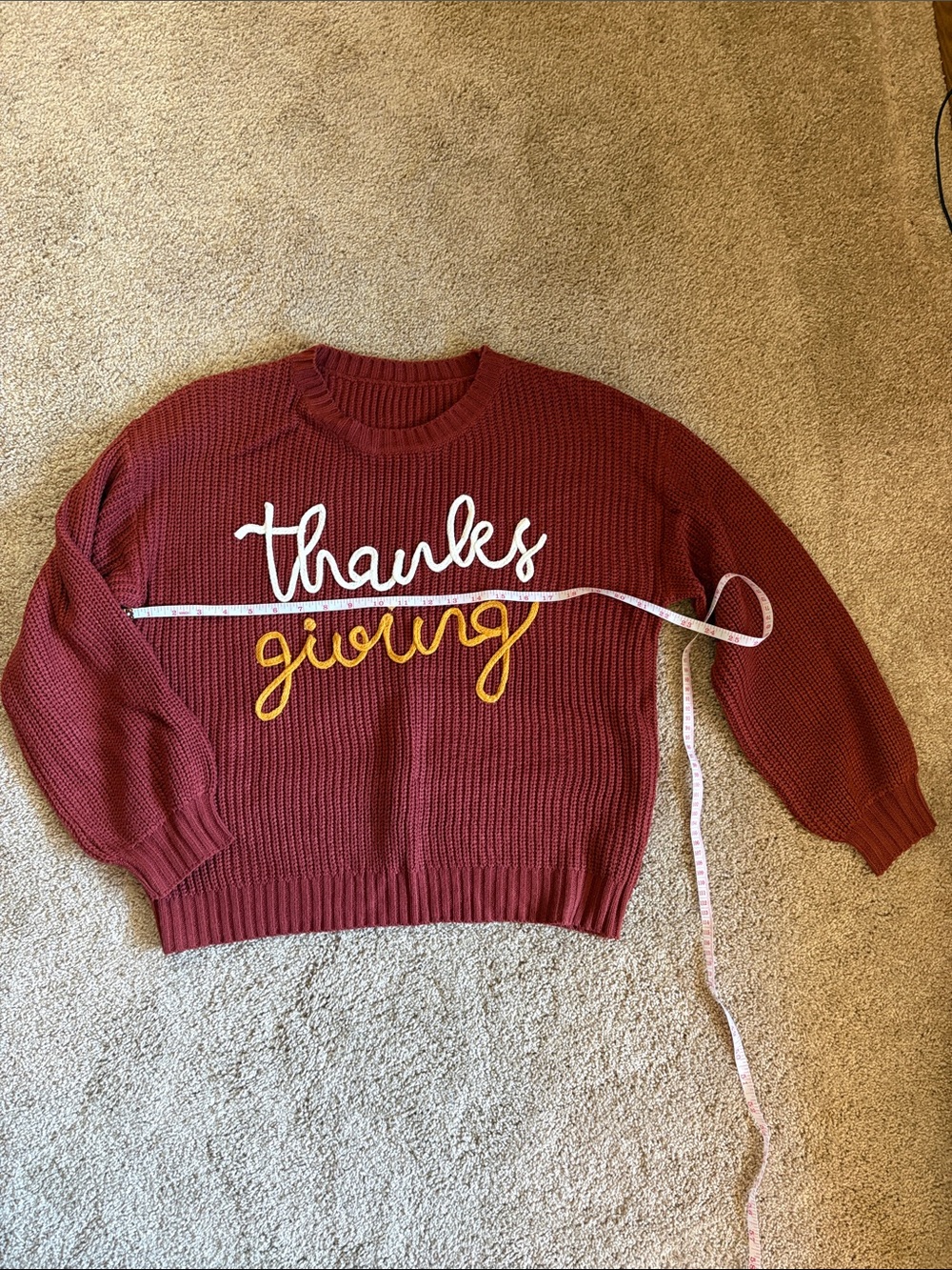Women's Rust/Copper colored ‘Thanks Giving' Knit Crewneck Sweater